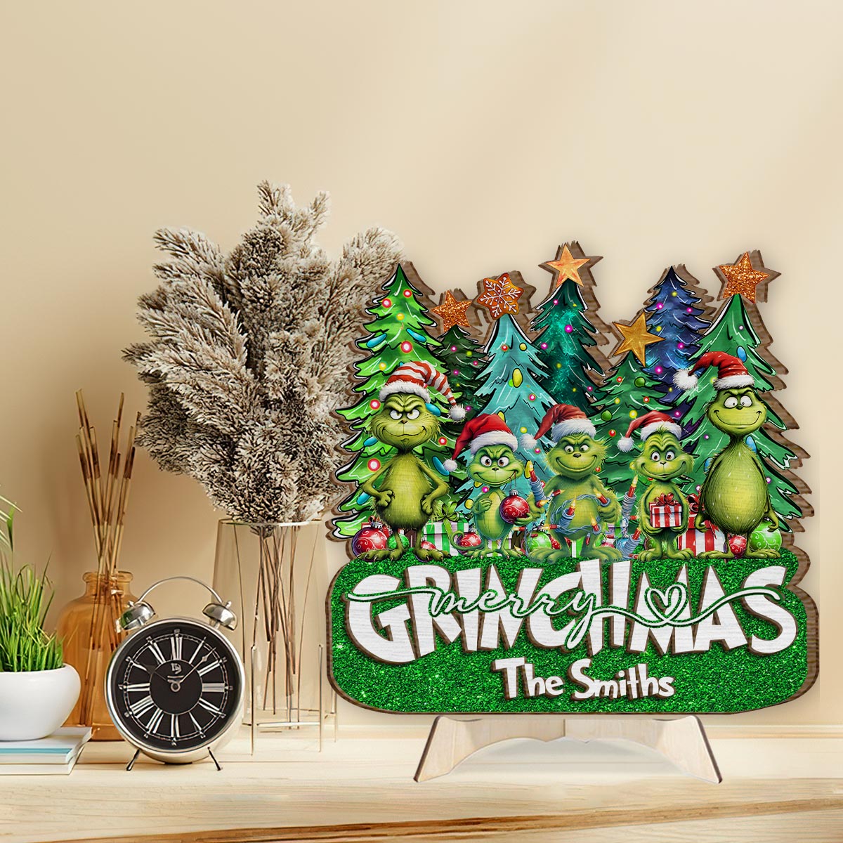 Merry Grinchmas - Personalized Stole Christmas 2 Layered Wood Sign / Wood Plaque