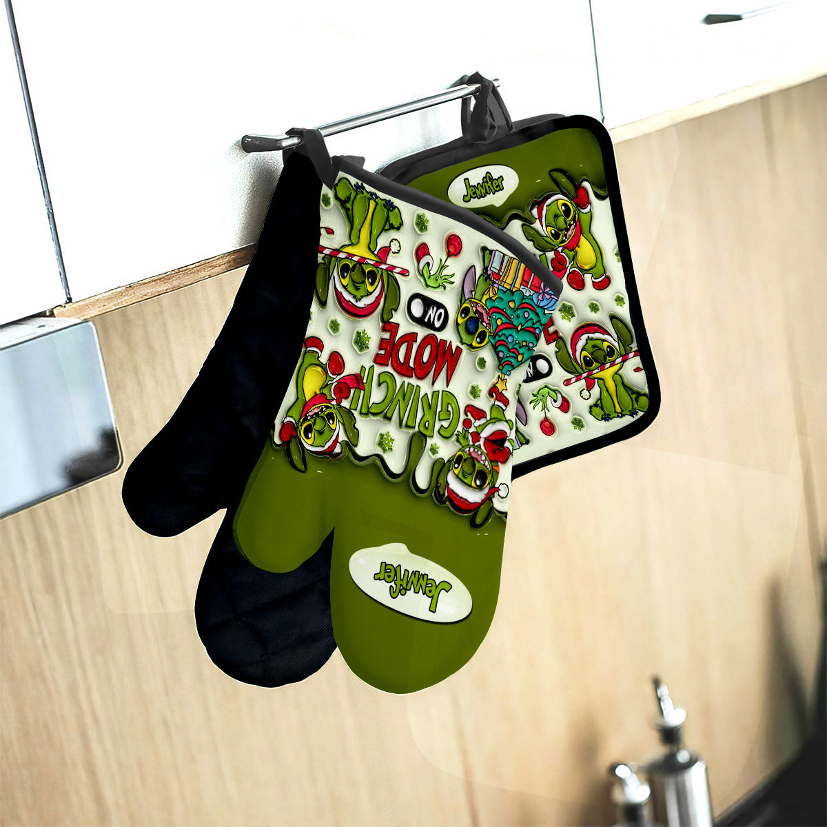 Any Name - Personalized Ohana Oven Mitts & Pot Holder Set
