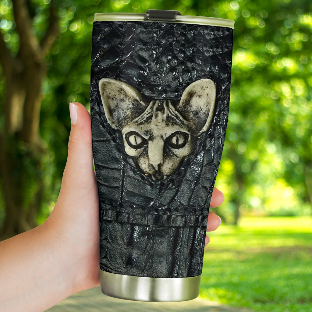 Cat Leather Pattern Print Cat Tumbler 0622