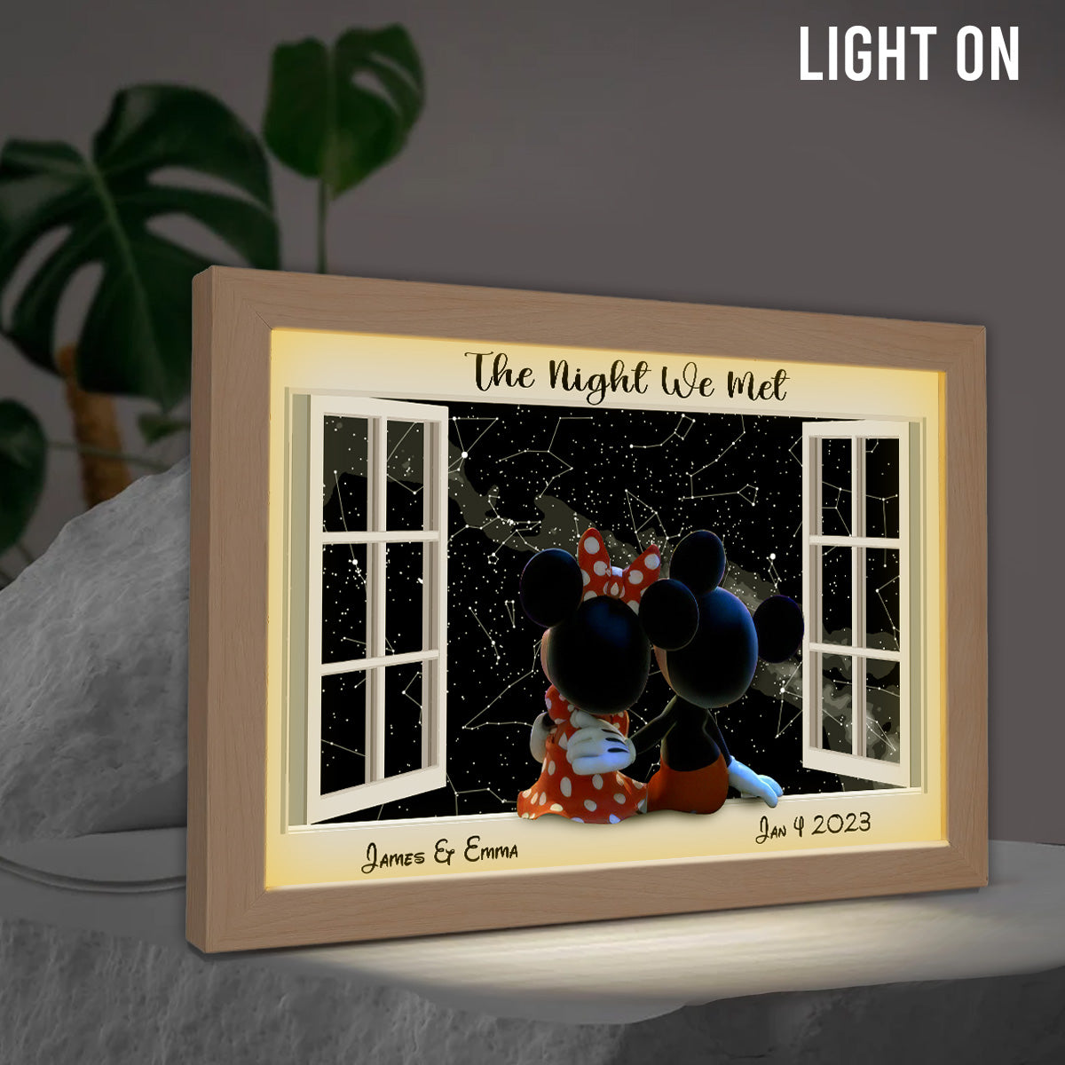 The Night We Met Mouse Ears Couple Night Star Map - Personalized Mouse Light Photo Frame