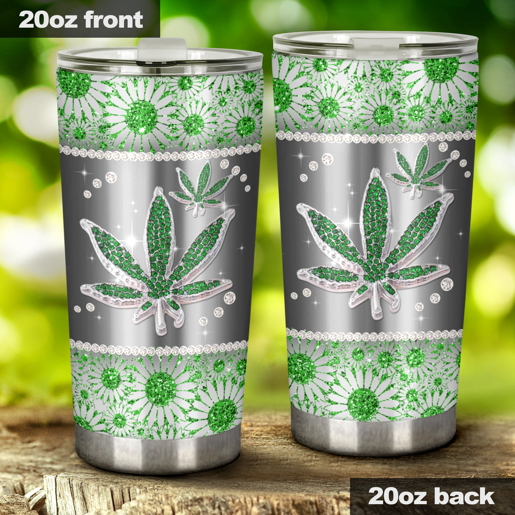 Green Leaves Pattern - Weed Tumbler 0822