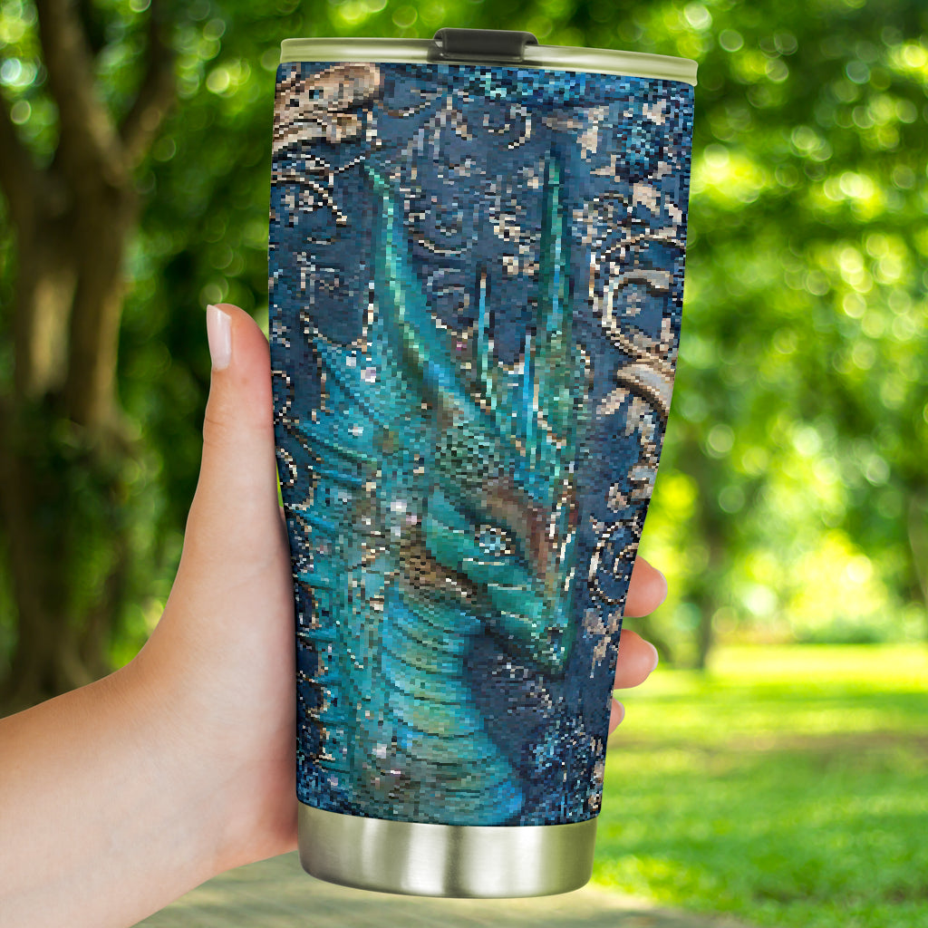 Dragon Metal Pattern Print Dragon Tumbler 0622