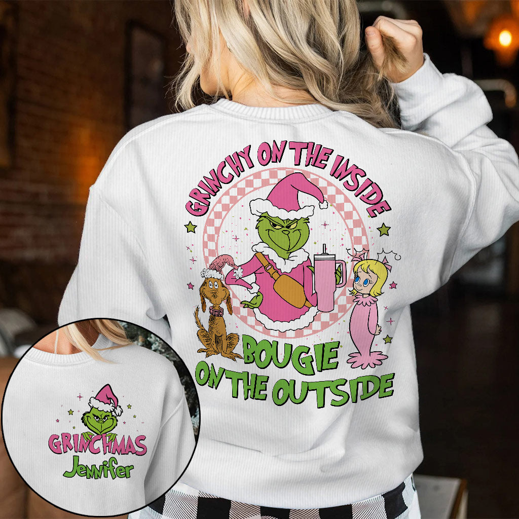 Grinchy On The Inside - Personalized Stole Christmas Ugly Sweater