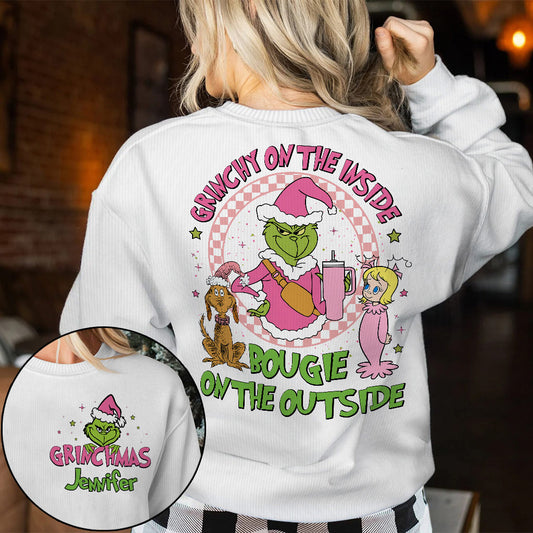Grinchy On The Inside - Personalized Stole Christmas Ugly Sweater