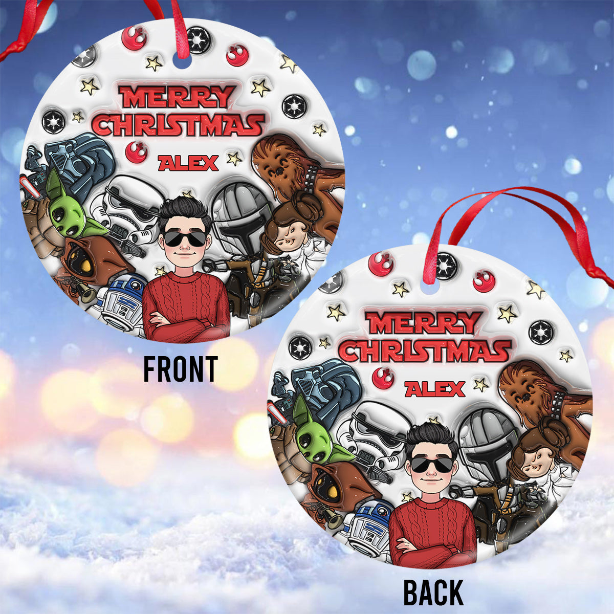 Merry Sithmas - Personalized The Force Ceramic Circle Ornament