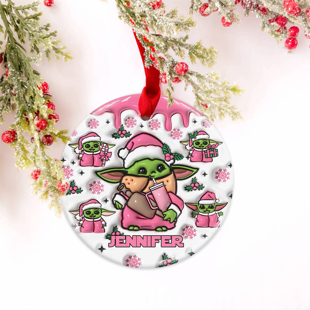 Too Cute I Am The Child Pink - Personalized The Force Ceramic Circle Ornament