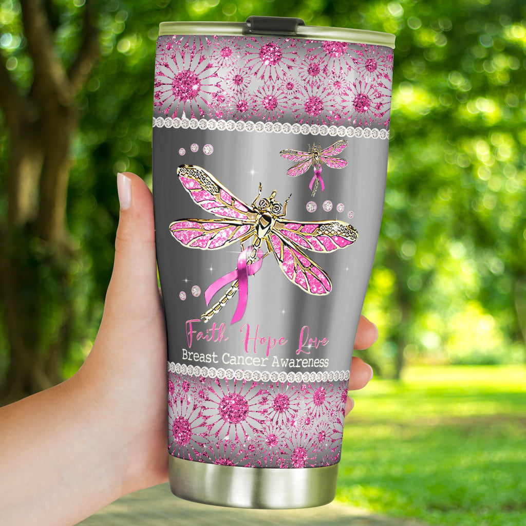 Faith Hope Love Breast Cancer Awareness Tumbler 0622