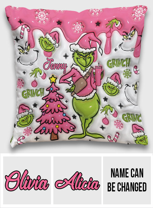 Merry Grinchmas - Personalized Stole Christmas Throw Pillow