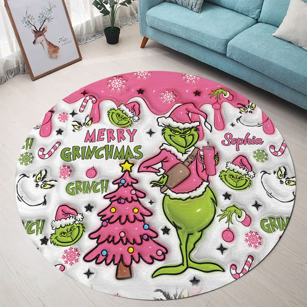 Merry Grinchmas - Personalized Stole Christmas Round Rug