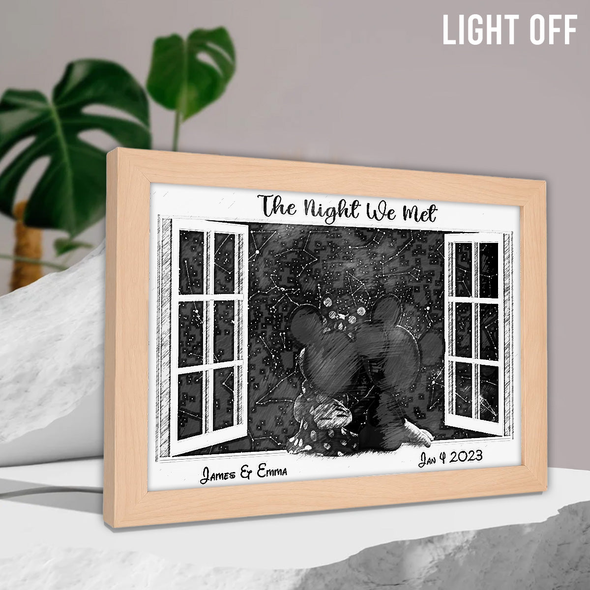 The Night We Met Mouse Ears Couple Night Star Map - Personalized Mouse Light Photo Frame