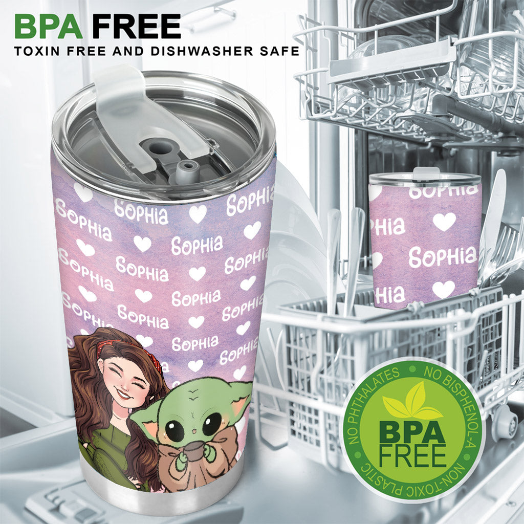 Green The Child Name Pattern - Personalized The Force Tumbler