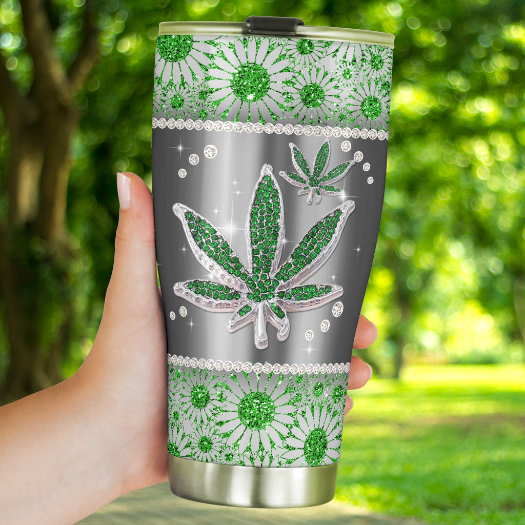 Green Leaves Pattern - Weed Tumbler 0822