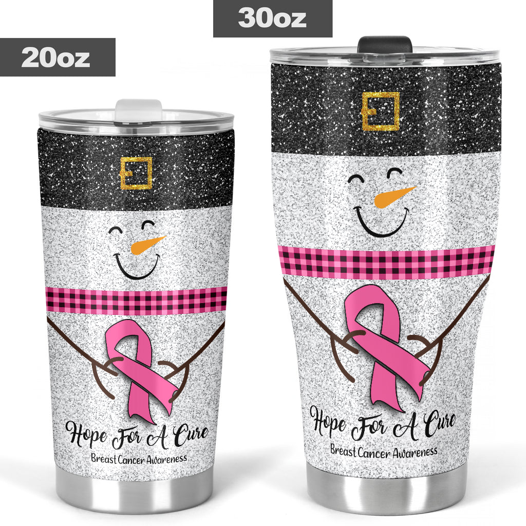 Hope For A Cure Faux Glitter Print Breast Cancer Awareness Tumbler 0622