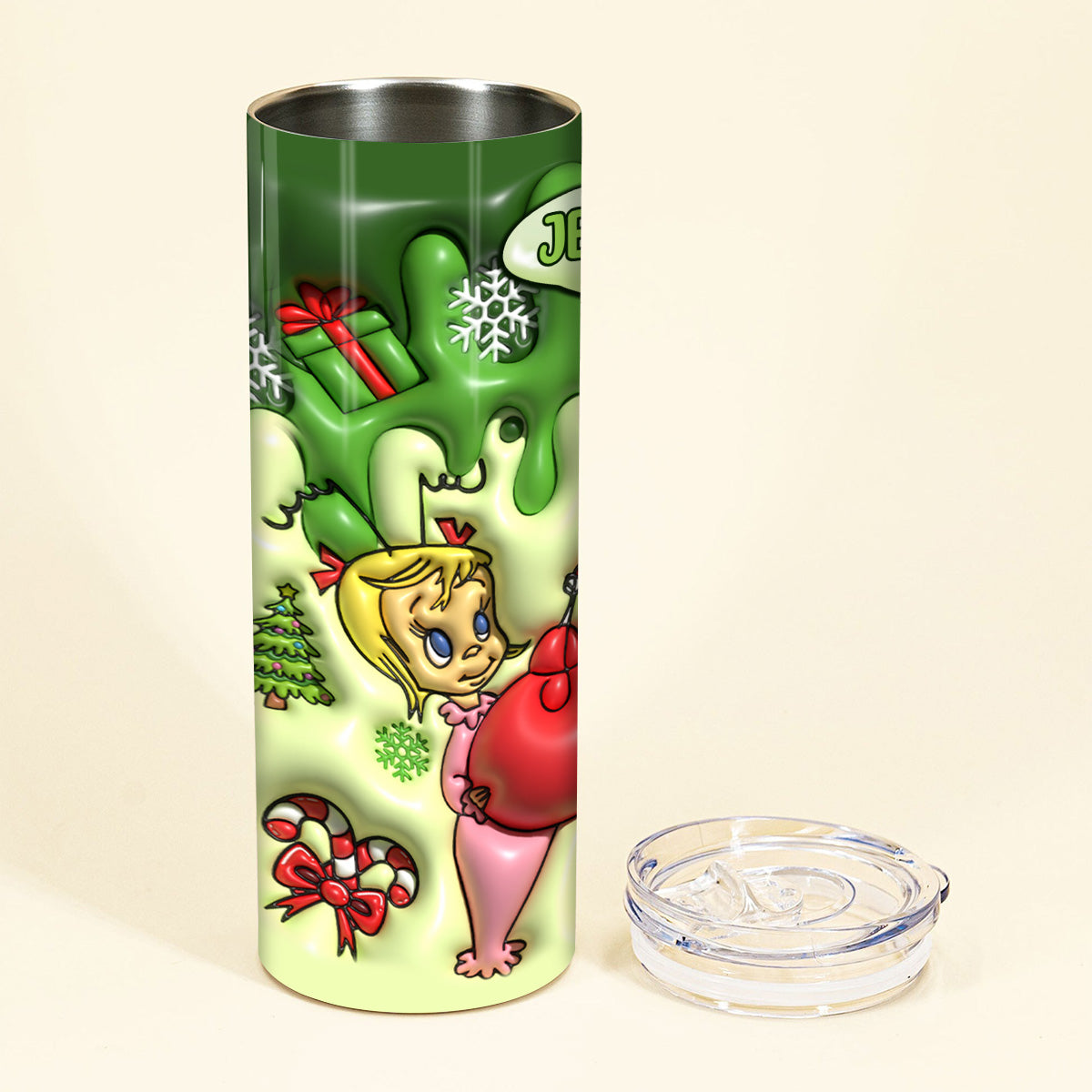 Merry Grinchmas - Personalized Stole Christmas Skinny Tumbler