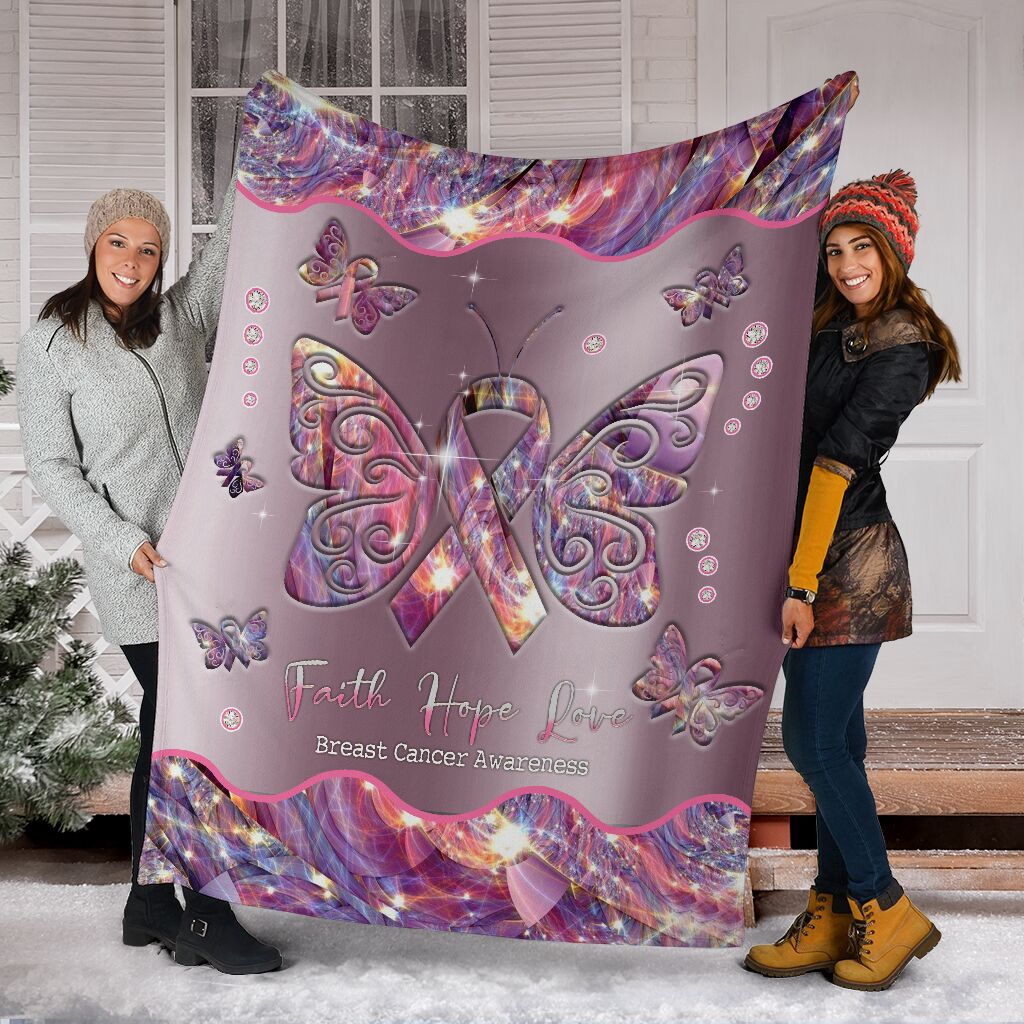 Faith Hope Love Breast Cancer Awareness Blanket 0622