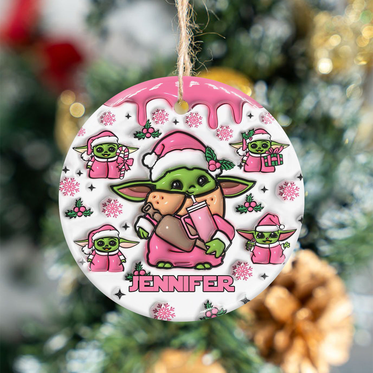 Too Cute I Am The Child Pink - Personalized The Force Ceramic Circle Ornament