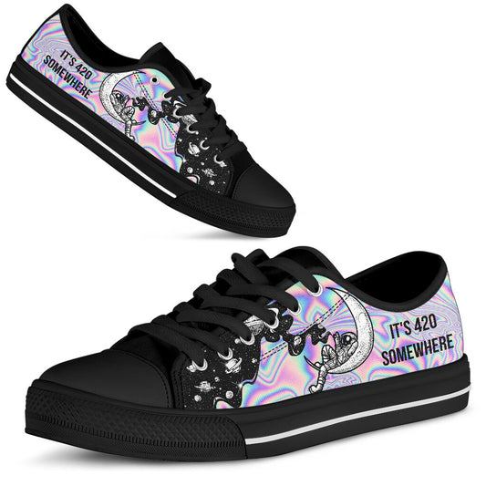 It'S 420 Somewhere Smoking Astronaut - Weed Low Top Shoes 0822
