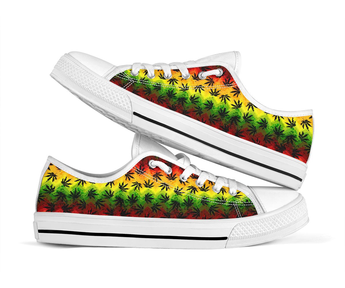 Colorful Chevron Leaves - Weed Low Top Shoes 0822
