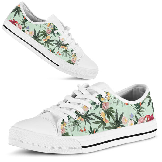Floral Pattern - Weed Low Top Shoes 0822