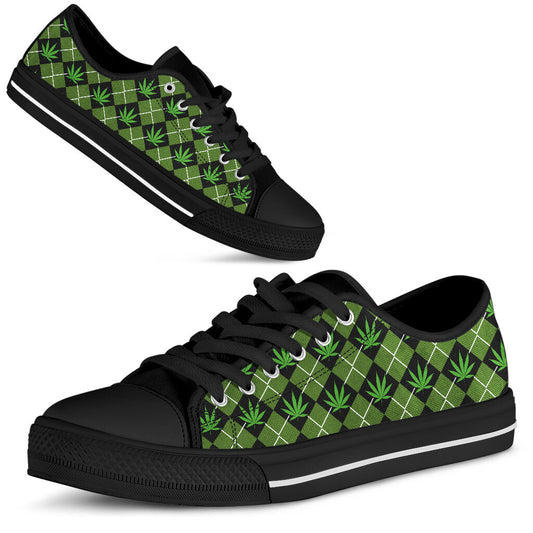 Argyle Pot Leaves - Weed Low Top Shoes 0822