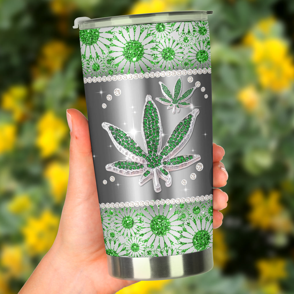 Green Leaves Pattern - Weed Tumbler 0822