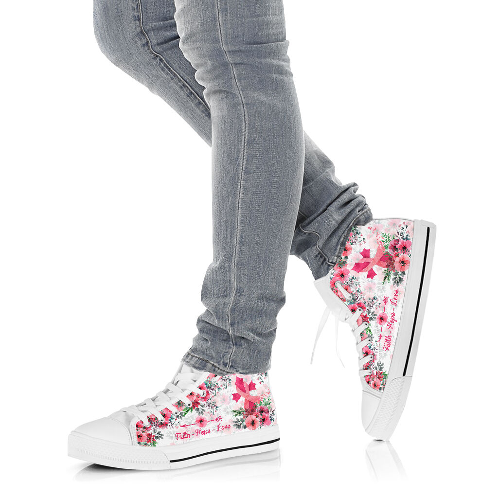 Faith Hope Love Breast Cancer Awareness High Top Shoes 0622
