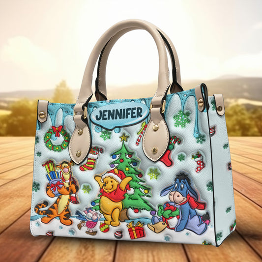 Merry Christmas - Personalized Mouse Leather Handbag