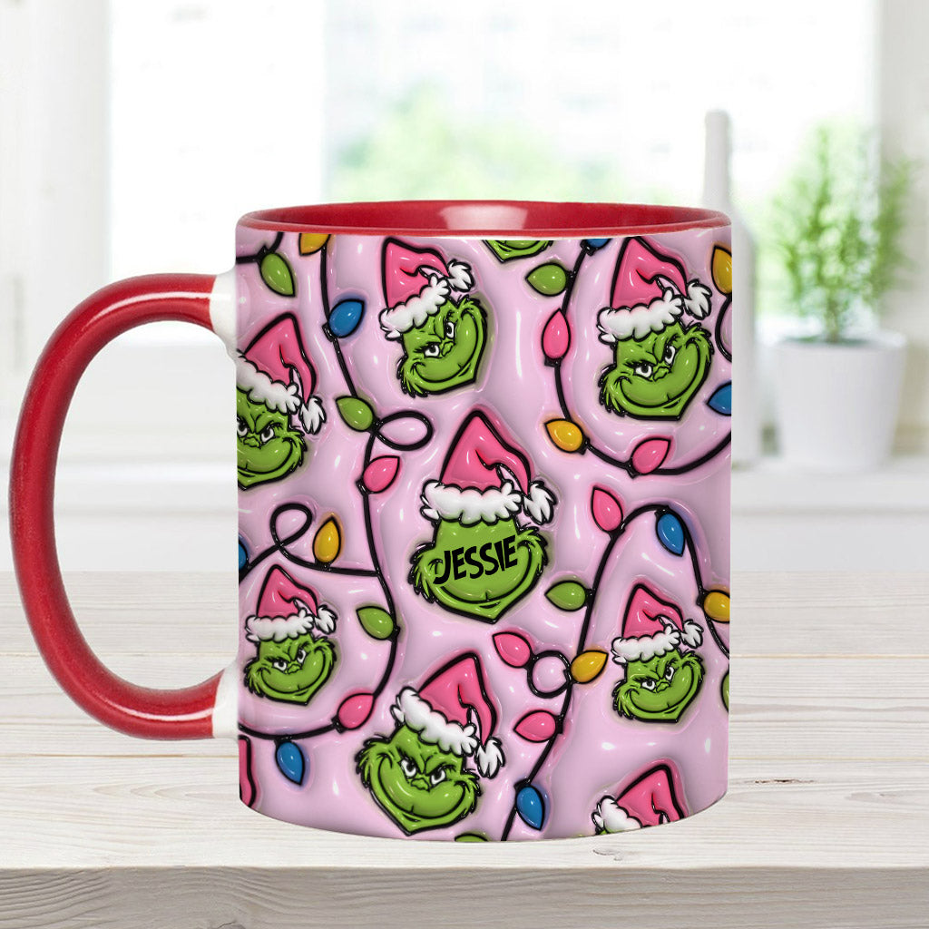 Green & Pink - Personalized Stole Christmas Accent Mug