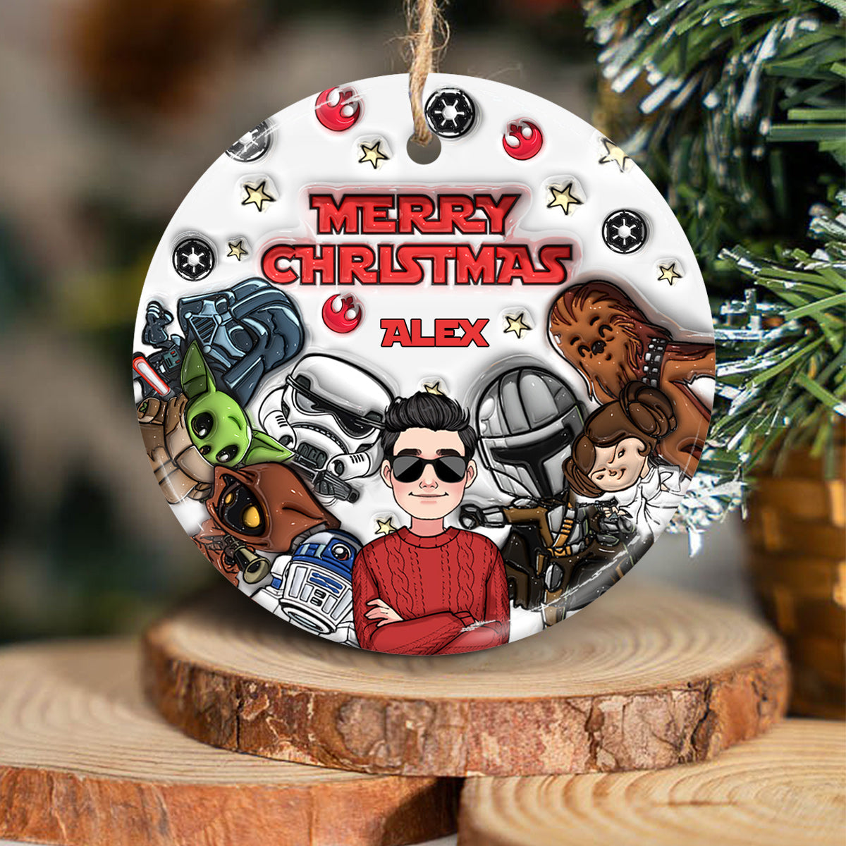Merry Sithmas - Personalized The Force Ceramic Circle Ornament