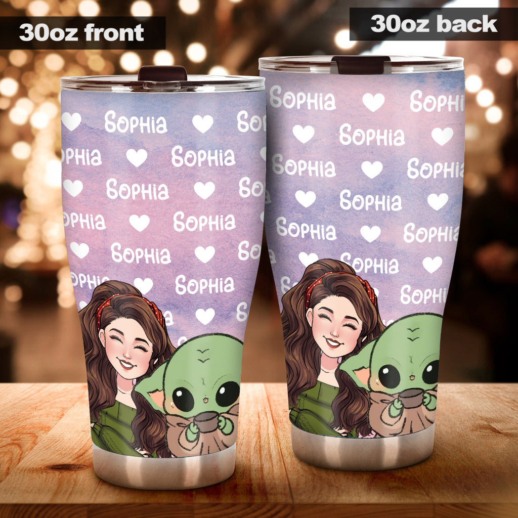 Green The Child Name Pattern - Personalized The Force Tumbler
