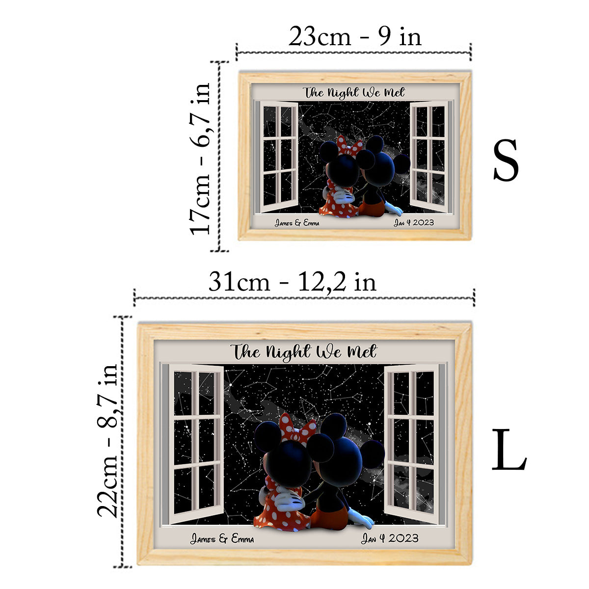 The Night We Met Mouse Ears Couple Night Star Map - Personalized Mouse Light Photo Frame