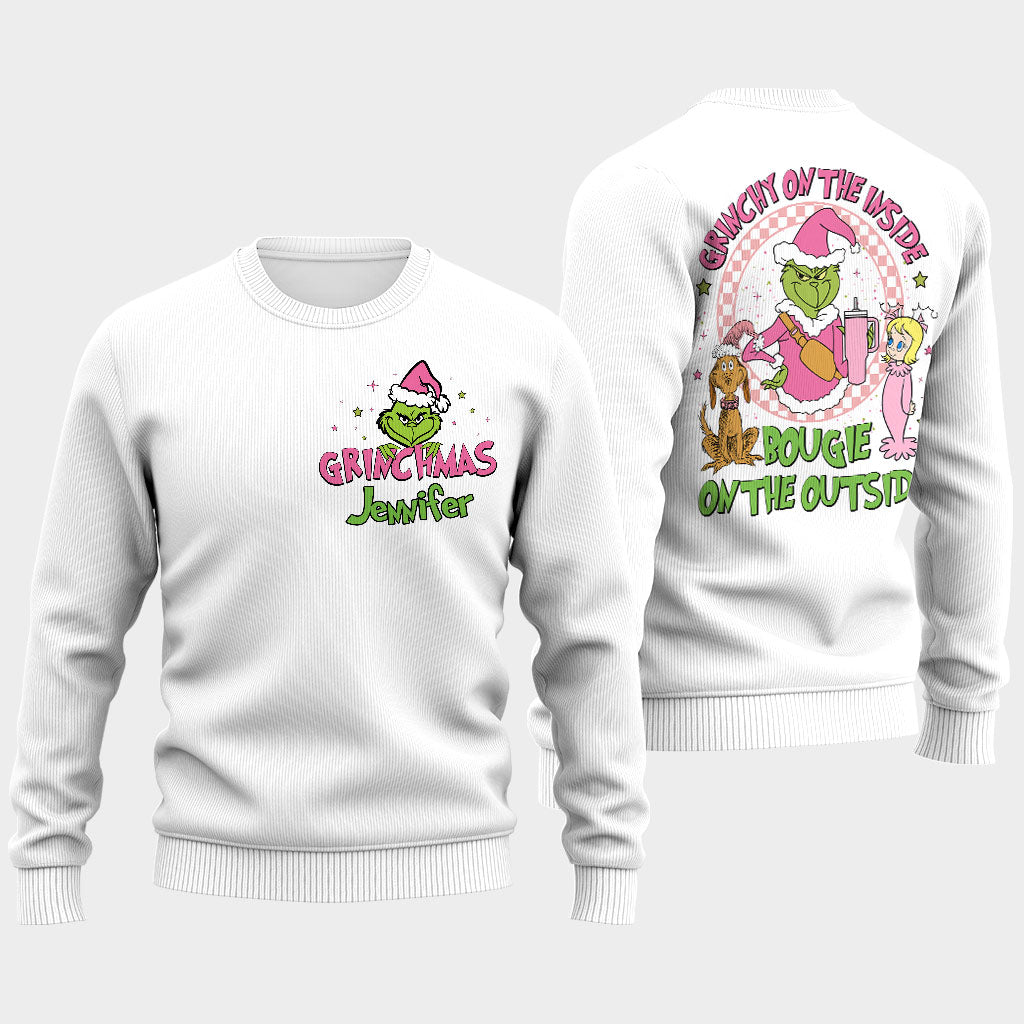 Grinchy On The Inside - Personalized Stole Christmas Ugly Sweater