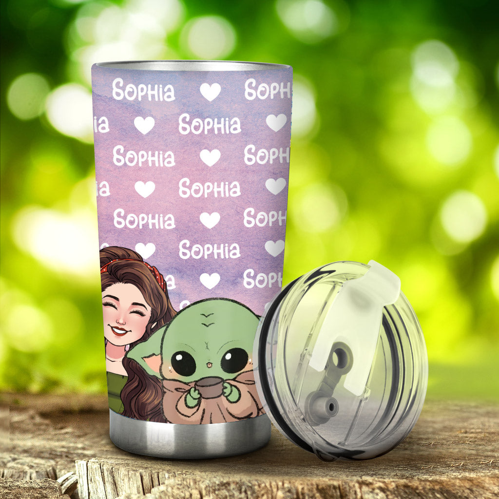 Green The Child Name Pattern - Personalized The Force Tumbler