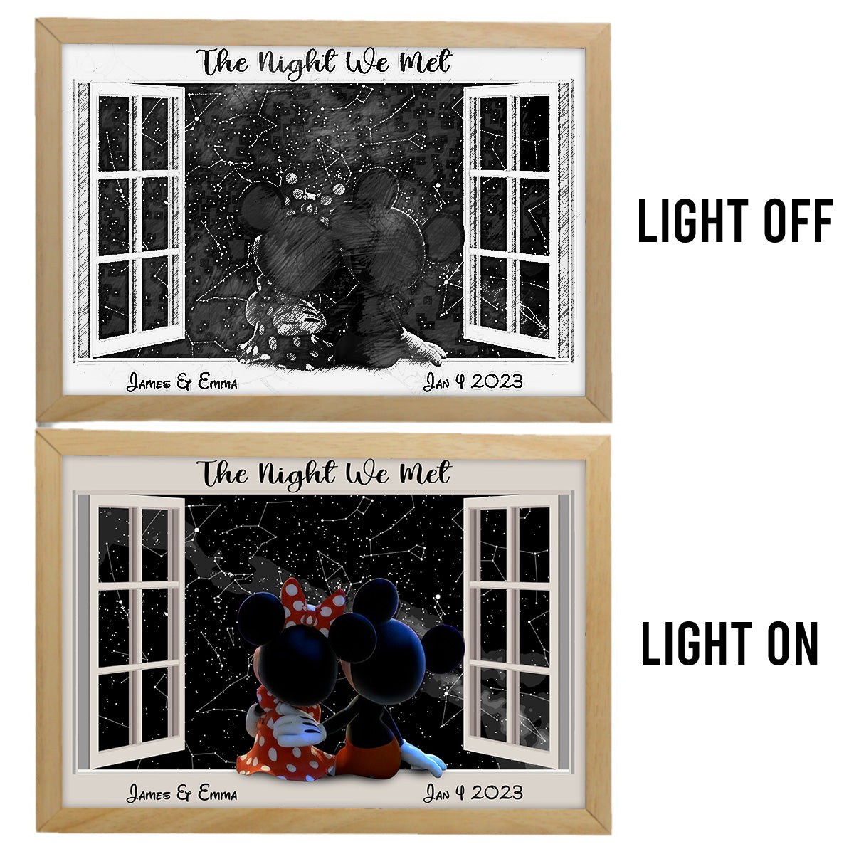 The Night We Met Mouse Ears Couple Night Star Map - Personalized Mouse Light Photo Frame