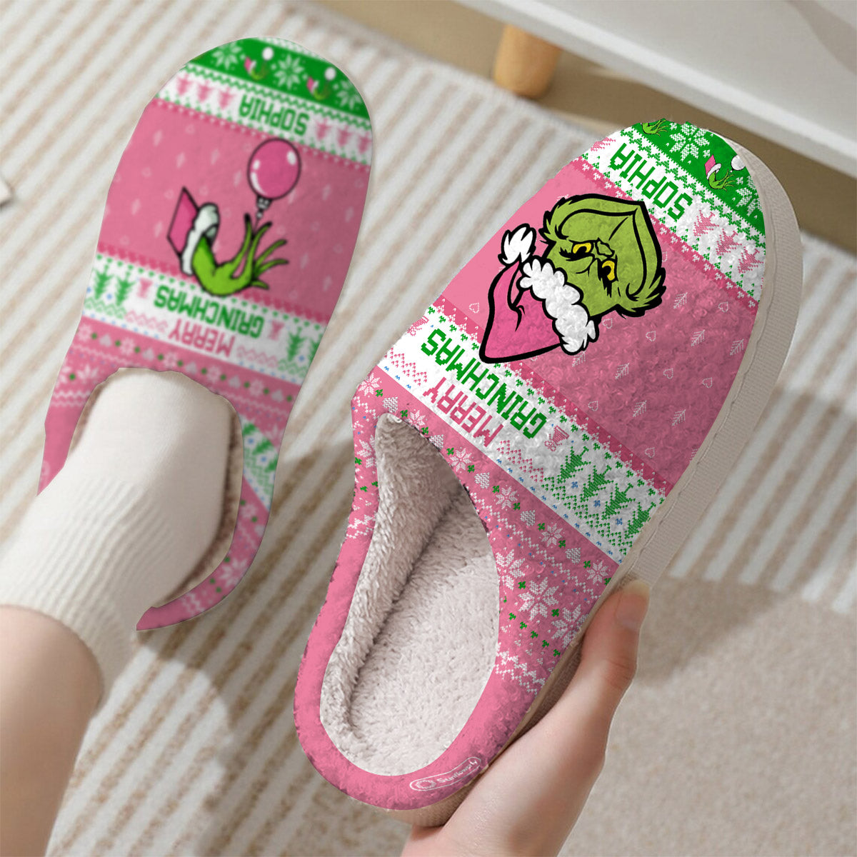 Merry Grinchmas - Personalized Stole Christmas Slippers