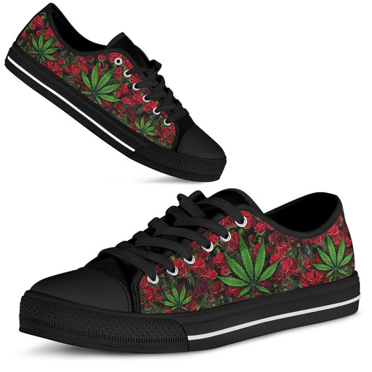 Roses And Leaves - Weed Low Top Shoes 0822