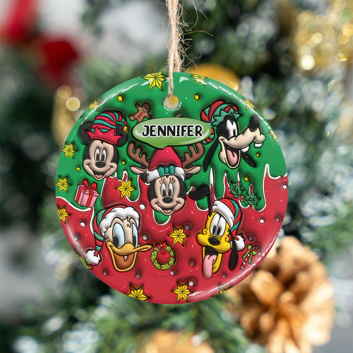 Christmas Is Coming - Personalized Mouse Ceramic Circle Ornament