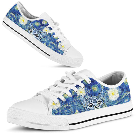 Cat Starry Night Cat Low Top Shoes 0622