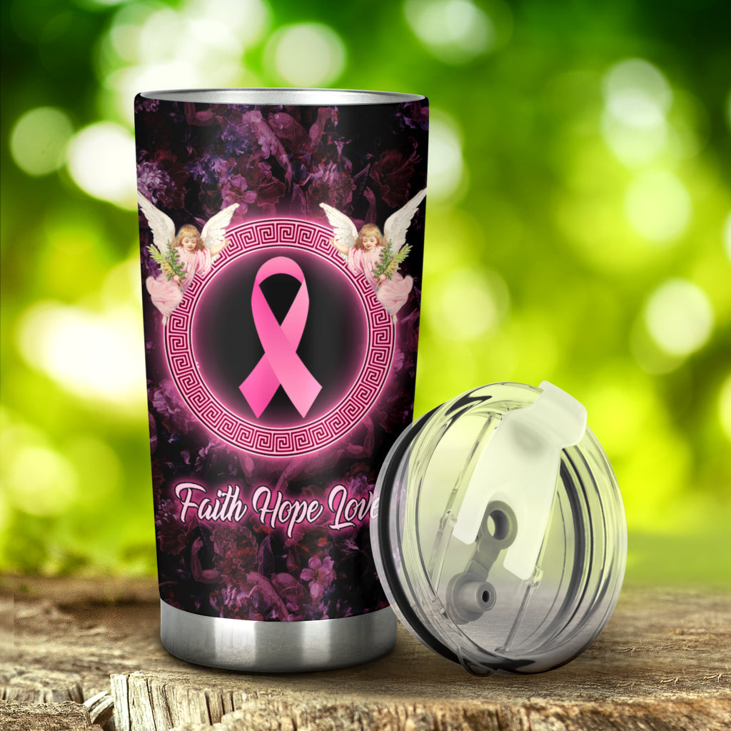 Faith Hope Love Angel - Breast Cancer Awareness Tumbler 0622
