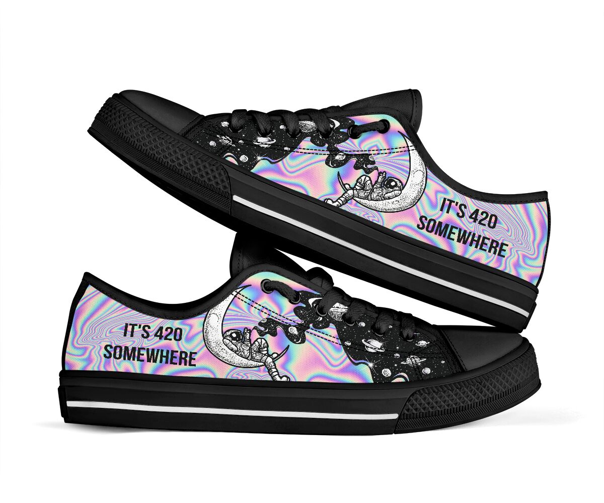 It'S 420 Somewhere Smoking Astronaut - Weed Low Top Shoes 0822