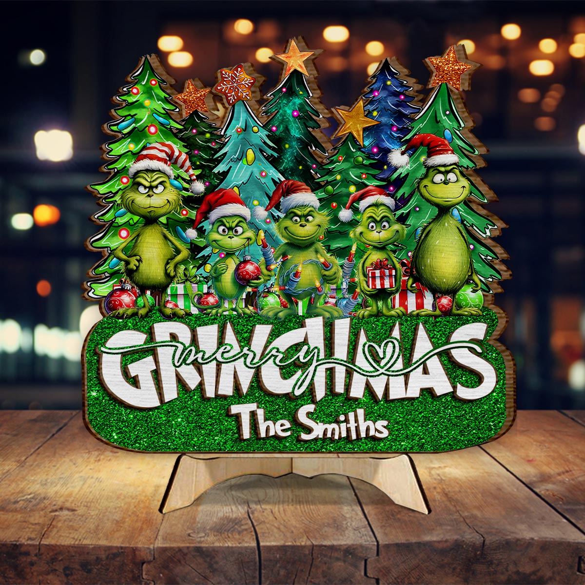 Merry Grinchmas - Personalized Stole Christmas 2 Layered Wood Sign / Wood Plaque