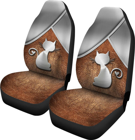 Cat Lovers Metal Pattern Print Cat Seat Covers 0622