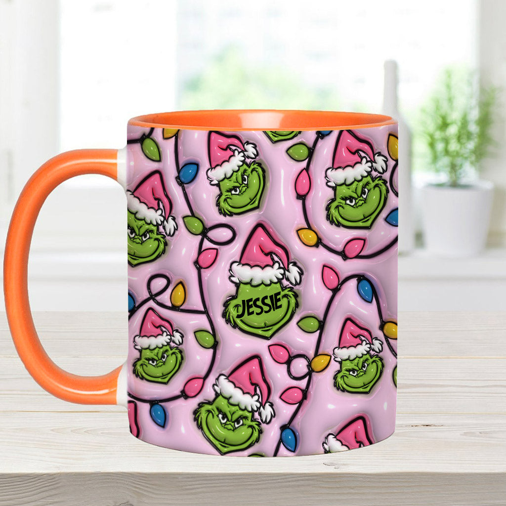 Green & Pink - Personalized Stole Christmas Accent Mug