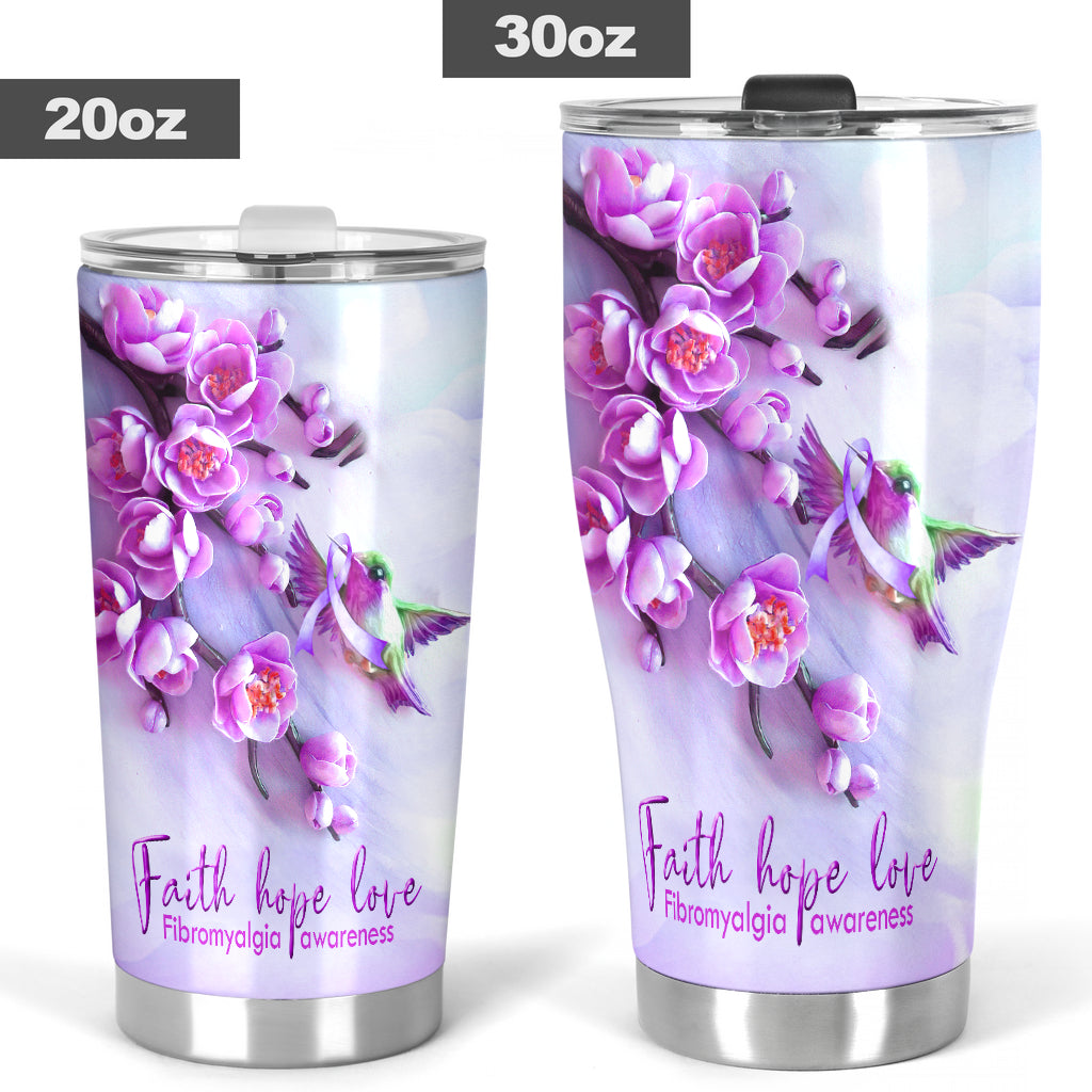 Faith Hope Love Fibromyalgia Awareness Tumbler 0622