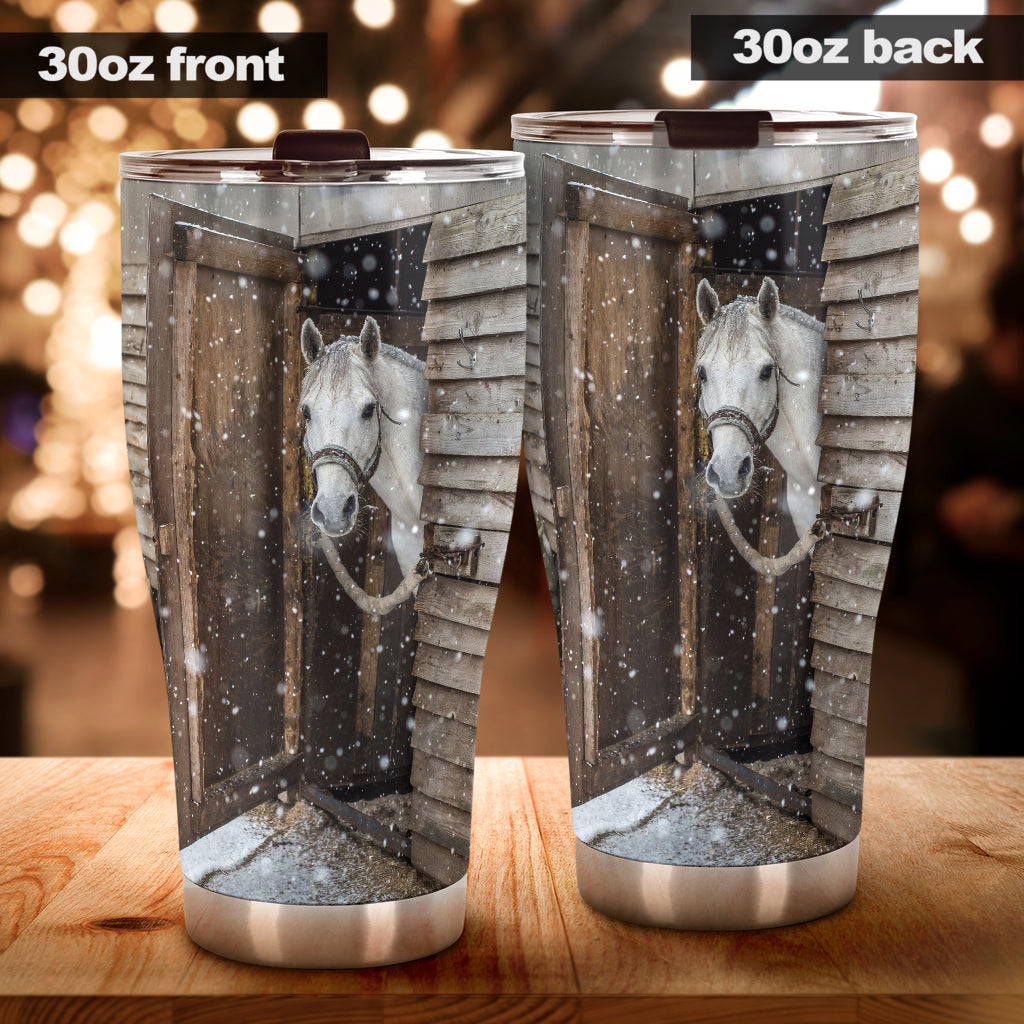 Snowy Day Horse Tumbler 0622