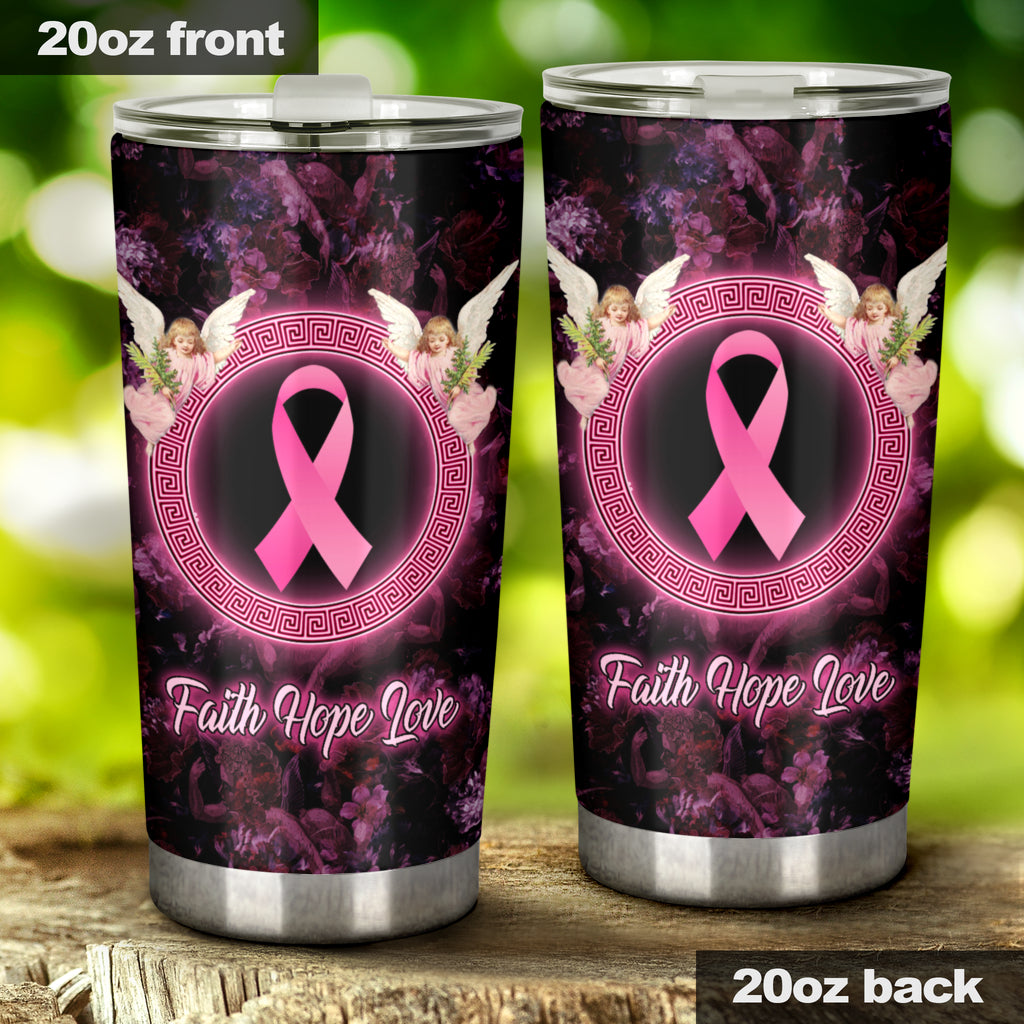 Faith Hope Love Angel - Breast Cancer Awareness Tumbler 0622