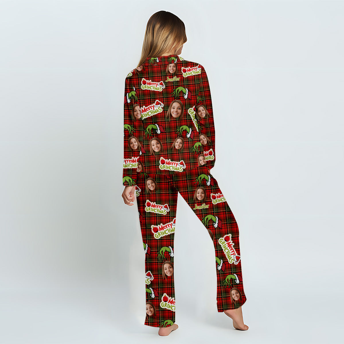 Merry Grinchmas - Personalized Stole Christmas Button Down Pajamas