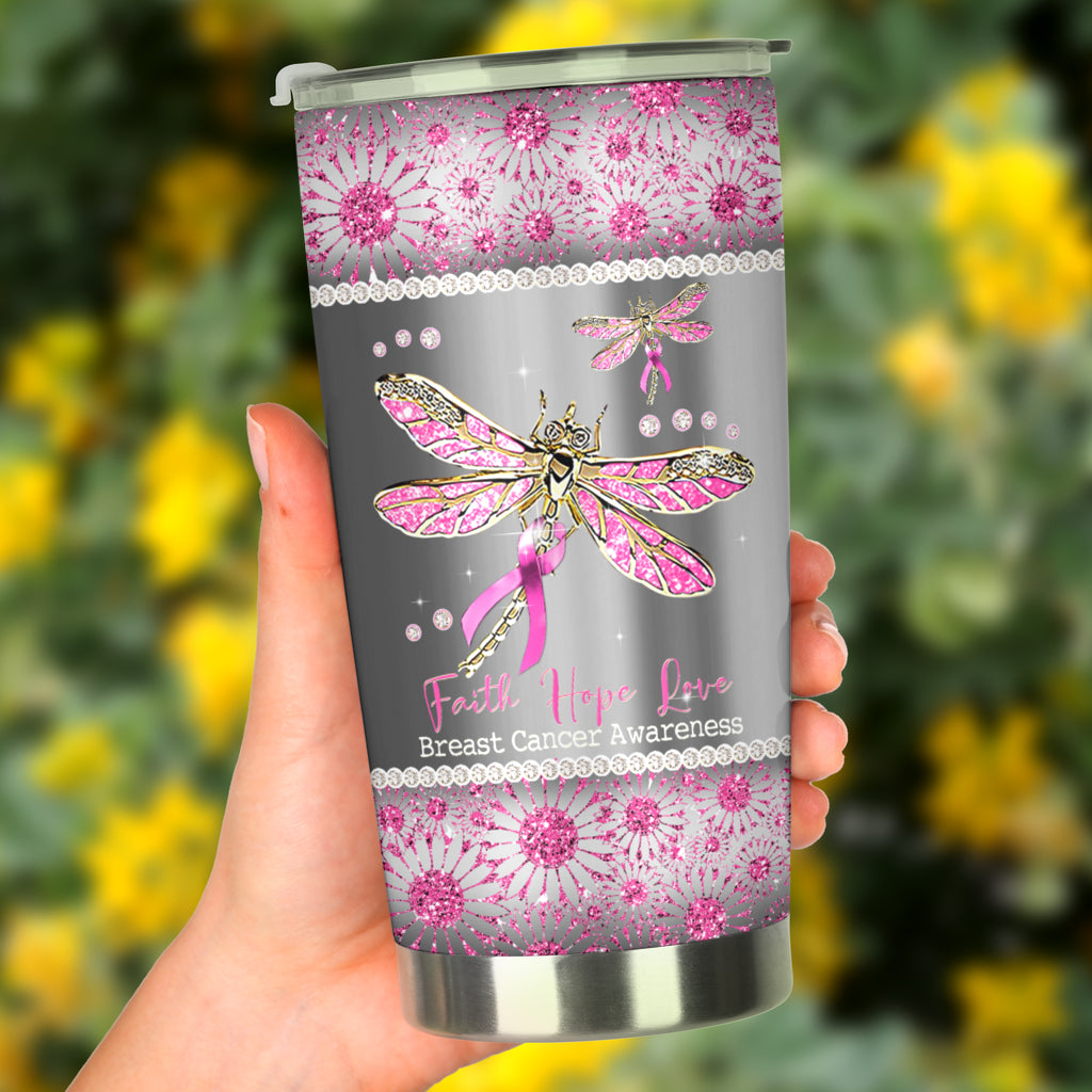 Faith Hope Love Breast Cancer Awareness Tumbler 0622