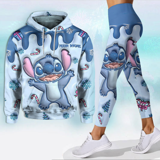Ohana Blue Inflated - Personalized Ohana Hoodie and Leggings