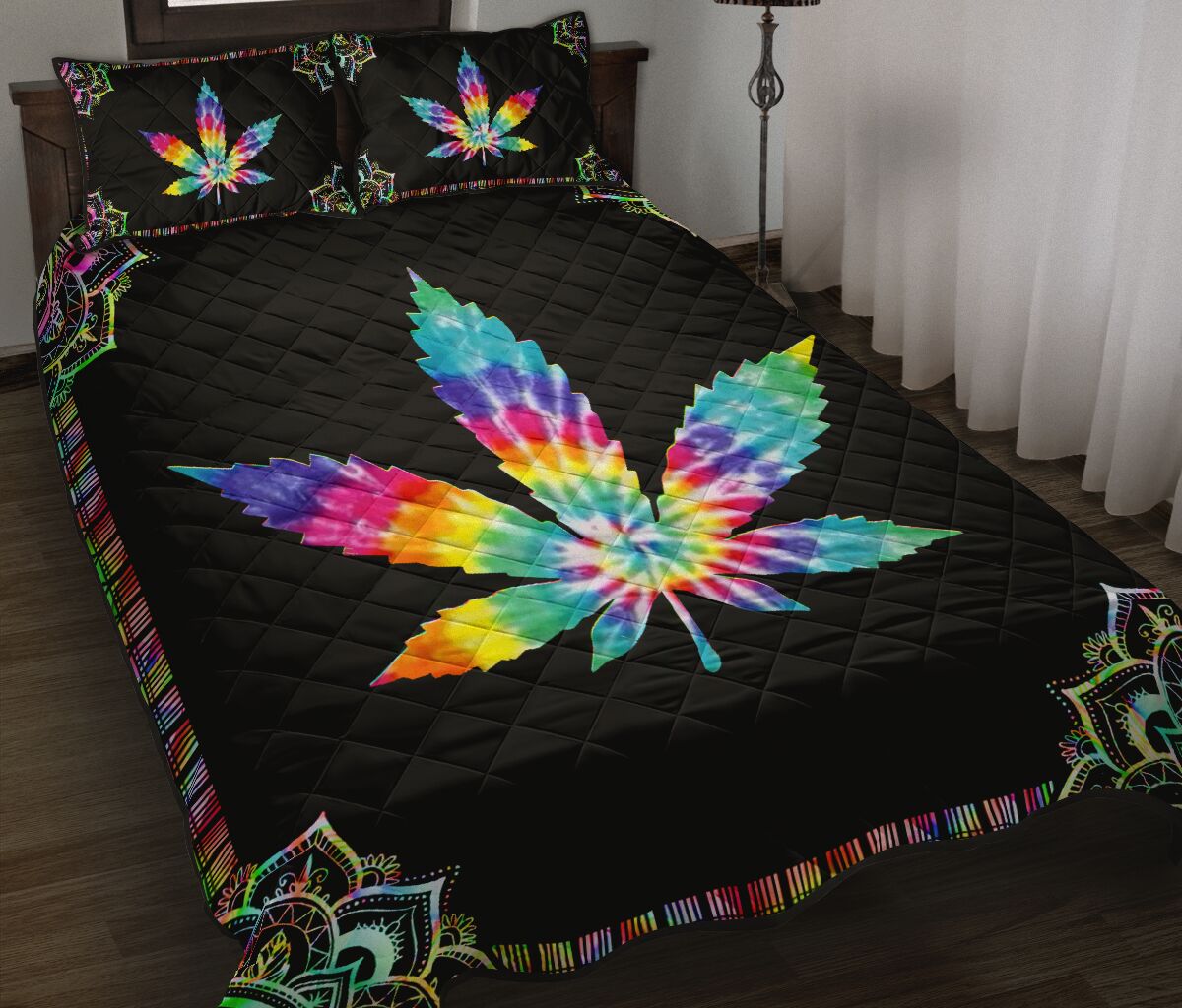 Tie Dye Leaf - Weed Quilt Set 0822